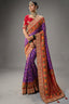 Purple Silk Traditional Woven Patola Saree with Contrast Embroidered Border