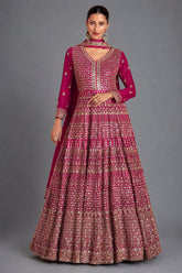 Pink Georgette Sequinned Anarkali Suit