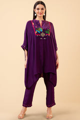 Dark Purple Crepe Silk Co-Ord Set