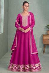 Pink Georgette Sequin Embroidered Anarkali Suit