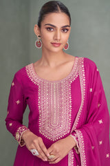 Pink Georgette Sequin Embroidered Anarkali Suit
