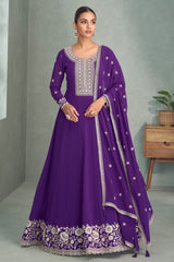 Purple Georgette Sequin Embroidered Anarkali Suit