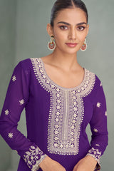 Purple Georgette Sequin Embroidered Anarkali Suit