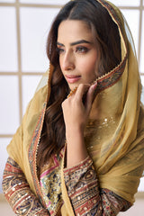 Multi Color Crepe Viscose Embroidered Sharara Suit