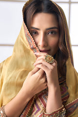 Multi Color Crepe Viscose Embroidered Sharara Suit