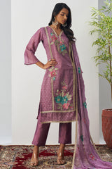 Purple Crush Tissue Embroidered Straight Cut Suit