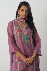 Purple Crush Tissue Embroidered Straight Cut Suit