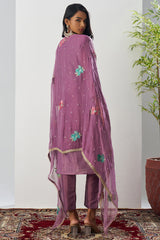 Purple Crush Tissue Embroidered Straight Cut Suit