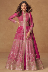Purple Georgette Sequin Embroidered Suit