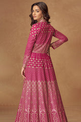 Purple Georgette Sequin Embroidered Suit