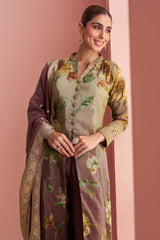 Light Green and Brown Art Silk Printed Suit