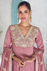 Light Pink Art Silk Embroidered Anarkali Suit