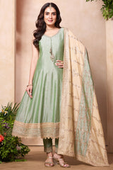 Light Pista Green Art Silk Sequin Embroidered Anarkali Suit