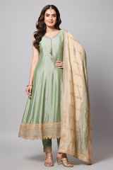 Light Pista Green Art Silk Sequin Embroidered Anarkali Suit