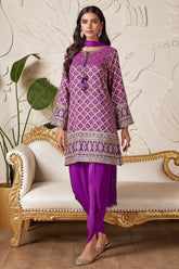 Purple Georgette Bandhej Dhoti Suit with Zardosi Work