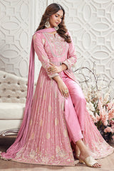 Light Pink Tissue Silk Slit Cut Suit with Cutdana and Beads Work