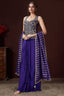 Violet Raw Silk Embroidered Top with Pleated Skirt Set - red silk saree embroidered