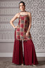 Maroon Gaji Silk Ajrakh Printed Straight Cut Palazzo Suit with Tassles - maroon silk saree