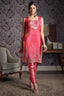Blossom Pink Tissue Silk Sequins and Cutdana Worked Straight Cut Suit - pink silk saree
