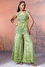 Green Tissue Silk Sequin Beaded Palazzo Set - green silk saree