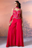 Pink Crepe Silk Woven Corset Palazzo Set - pink silk saree