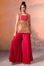 Beige Dola Silk Printed Straight Cut Palazzo Suit - beige silk saree