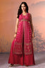 Rani Pink Silk Bandhej Palazzo Set with Bead Work - pink silk saree bandhej