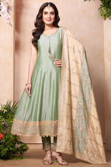 Light Pista Green Art Silk Sequin Embroidered Anarkali Suit