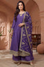 Purple Art Silk Embroidered Anarkali Palazzo Suit - red silk saree embroidered