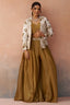 Designer Golden Mustard Tissue Palazzo Set for festive wear