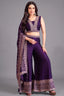 Purple art silk sequin embroidered crop top palazzo set with dupatta