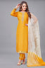 Yellow Art Silk Woven Straight Cut Suit - Front View
