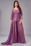 Deep Mauve Purple Tissue Silk Mirror Embroidered Palazzo Suit - Front View