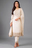 Pearl White Art Silk Straight Cut Suit with Sequin and Embroidery Work