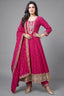 Rani Pink Art Silk Anarkali Suit with Sequin and Embroidery Work