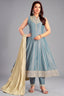 Light Blue Art Silk Sequin Worked Anakrali Suit