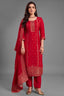 Rani Pink Art Silk Woven Straight Cut Suit