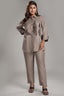 Taupe Leaf Printed Linen Co-Ord Set