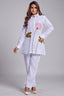 Pearl White Linen Flower Motif Co-Ord Set