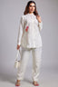 Pearl White Linen Flower Motif Embroidered Co-Ord Set