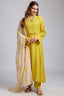 Yellow Cotton Mul V Neck A Line Kurta Set