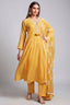 Yellow Cotton Mul Embroidered Kurta Set