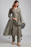 Sage Grey Cotton Mul Embroidered Straight Cut Kurta Set