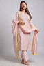 Light Pink Mul Cotton Thread Embroidered Straight Cut Kurta Set
