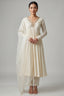 Off White Gold Embroidered Cotton Anarkali Suit