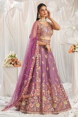 Lavender Purple Organza Sequin Embroidered Lehenga