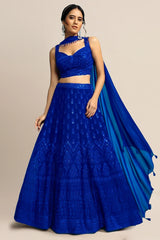 Blue Georgette Sequin Embroidered Lehenga