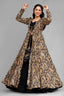 Black Crop Top Lehenga Set in Georgette with Paisley Motifs Long Shurg - black georgette saree