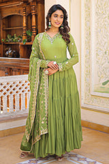 Georgette V Nack Line Anarkali Kurti with Dupatta
