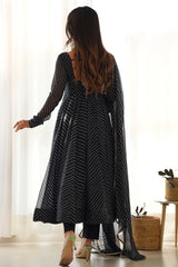 Leheriya Print Flared Anarkali Kurta Set
